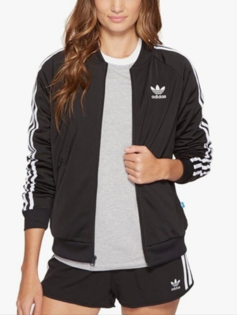 Adidas Womens Black Track Jacket Streetwear Back To School Gym Fall Sporty Sz M